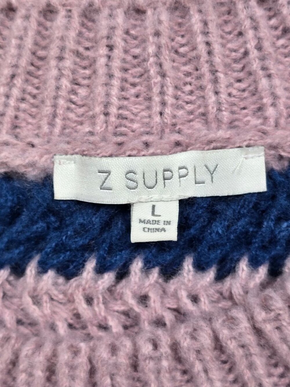 Z Supply Large Striped Sweater Pink Multi Color Knit Textured - Picture 2 of 4